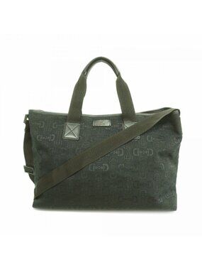 Gucci Tote Horsebit Canvas Black Silver 2-Way